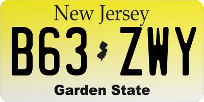 NJ license plate B63ZWY
