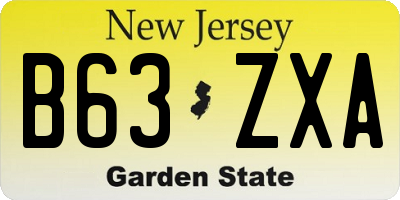 NJ license plate B63ZXA