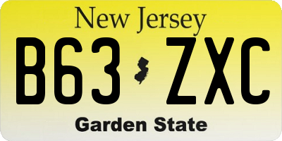 NJ license plate B63ZXC