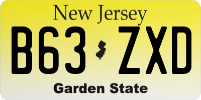 NJ license plate B63ZXD