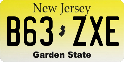 NJ license plate B63ZXE