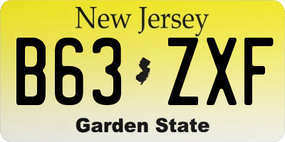 NJ license plate B63ZXF