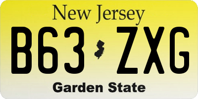 NJ license plate B63ZXG