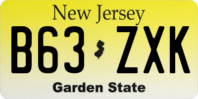 NJ license plate B63ZXK