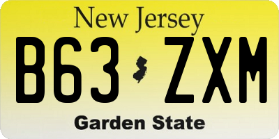 NJ license plate B63ZXM