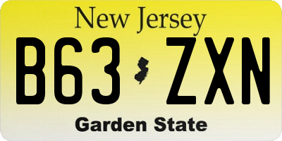 NJ license plate B63ZXN