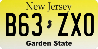NJ license plate B63ZXO