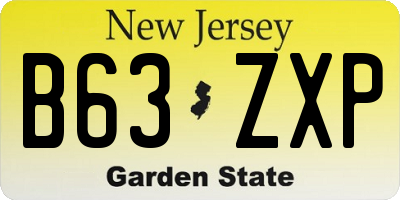 NJ license plate B63ZXP