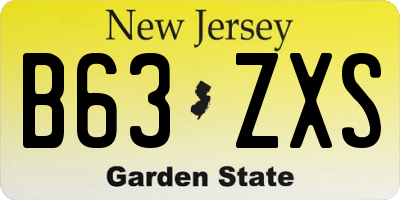 NJ license plate B63ZXS