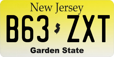 NJ license plate B63ZXT