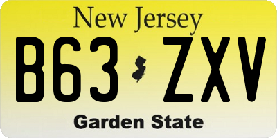 NJ license plate B63ZXV