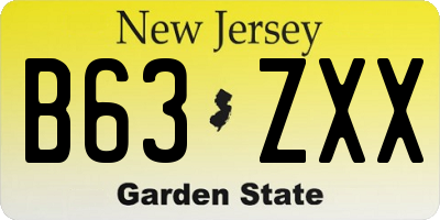 NJ license plate B63ZXX