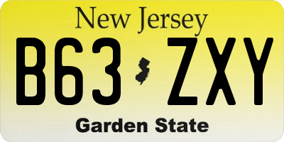 NJ license plate B63ZXY