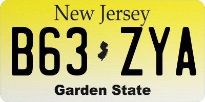NJ license plate B63ZYA