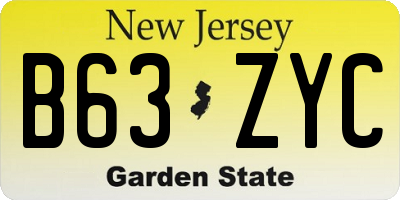 NJ license plate B63ZYC