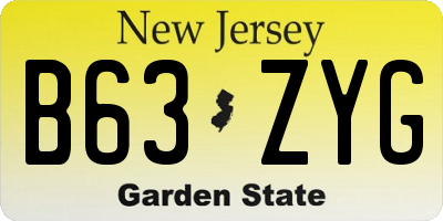 NJ license plate B63ZYG