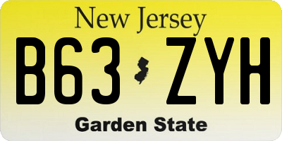 NJ license plate B63ZYH