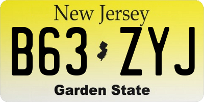 NJ license plate B63ZYJ