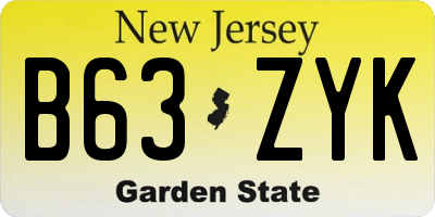 NJ license plate B63ZYK