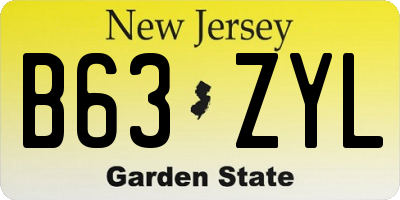 NJ license plate B63ZYL