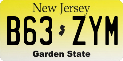 NJ license plate B63ZYM