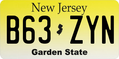 NJ license plate B63ZYN
