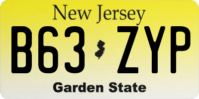 NJ license plate B63ZYP