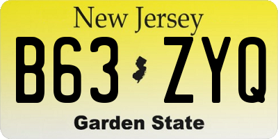 NJ license plate B63ZYQ