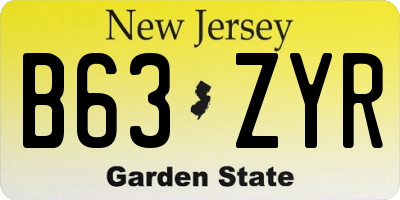 NJ license plate B63ZYR
