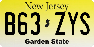 NJ license plate B63ZYS