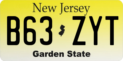NJ license plate B63ZYT