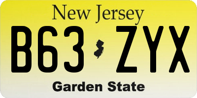 NJ license plate B63ZYX