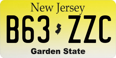 NJ license plate B63ZZC