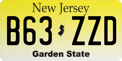 NJ license plate B63ZZD