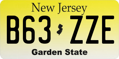 NJ license plate B63ZZE