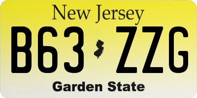 NJ license plate B63ZZG