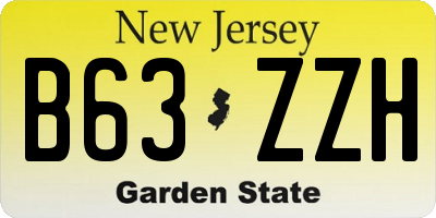 NJ license plate B63ZZH