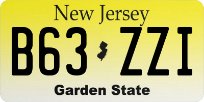 NJ license plate B63ZZI