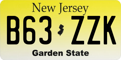 NJ license plate B63ZZK