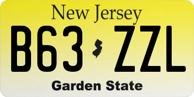 NJ license plate B63ZZL