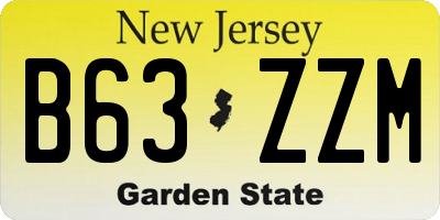 NJ license plate B63ZZM