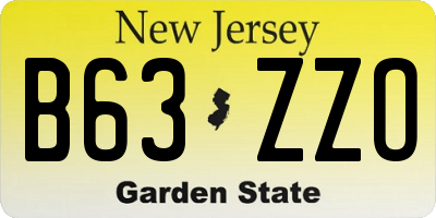 NJ license plate B63ZZO