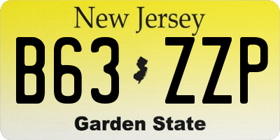 NJ license plate B63ZZP