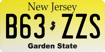 NJ license plate B63ZZS