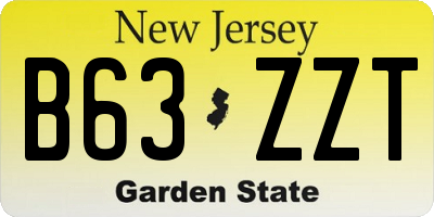 NJ license plate B63ZZT