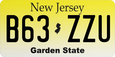 NJ license plate B63ZZU