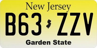 NJ license plate B63ZZV