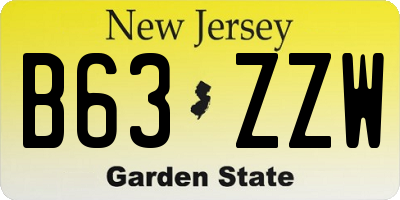 NJ license plate B63ZZW