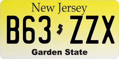 NJ license plate B63ZZX