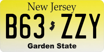 NJ license plate B63ZZY